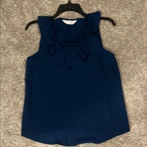 LC Lauren Conrad Blue Ruffled Sleeveless Tank Top